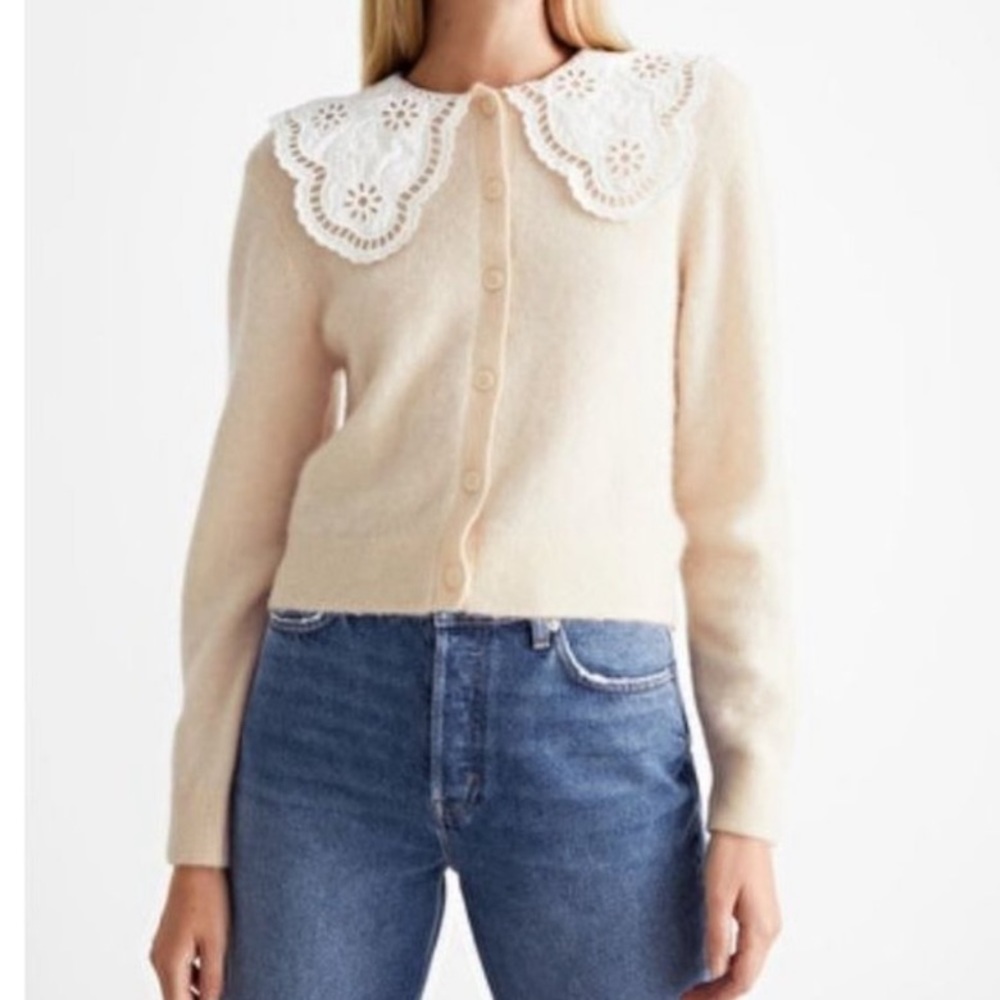 Alpaca Wool Lace Collar Sweater